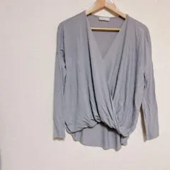 atard side 【M】 グレー カシュクール 長袖シャツ 春 秋 薄手