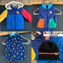 ミキハウス ホットビスケッツ ジャンパー リバーシブルベスト ニット帽　80