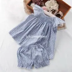 最終値下げ！！花柄フリル袖ワンピース＆ショートパンツセット