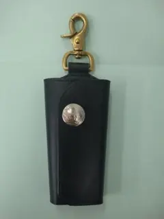 黒 レザー キーケース 　真鍮　ハンドメイド