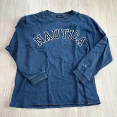 NAUTICA ロゴ刺繍 クルーネック トレーナー ブルー　Lサイズのサムネイル