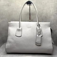 TOD’S トッズ レザー ハンドバッグ A4可 ライトグレー イタリア製