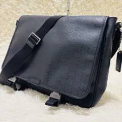 COACH コーチ ヘリテージ シグネチャー メッセンジャーバッグ ブラック