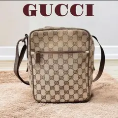 美品 GUCCI GG柄 縦型 ショルダーバッグ ブラウン