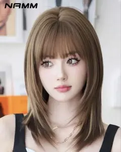 新品✨ミディアム ウィッグ かつら ストレート レイヤー ブラウン 前髪 仮装