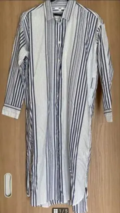 お値下げ中～UNIQLO 長袖シャツ ストライプ 紐付き ワンピース