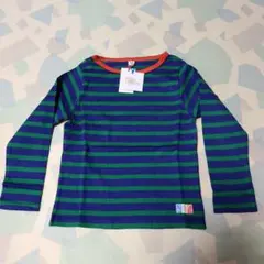 長袖カットソー 110サイズ 青緑ストライプ