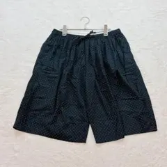 ニコアンド【F】黒 ドット ハーフパンツ 綿100％ ウエスト紐 春夏 ゆったりのサムネイル
