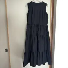 M-Premier BLACK バックリボンジャガードティアードワンピース 38