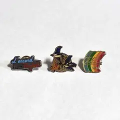 鳥 亀 地球 虹 レインボー 企業ロゴ ヴィンテージ ピンズ 3点セット