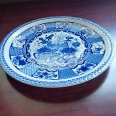 青と白の花柄 大皿　31.5cm