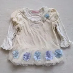 Mezzo Piano メゾピアノ 80㎝ 長袖ワンピース フリル 花柄 白