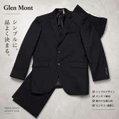 Glen Mont グレンモント スーツ 上下 黒 ストライプ ウール混 AB5のサムネイル