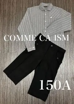 COMME CA ISM 150A (グレーチェック柄シャツ・黒パンツSET )