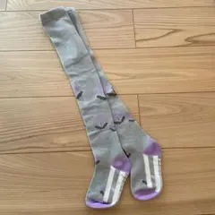 【美品】お花柄 グレー キッズタイツ 90〜100cm