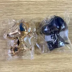 スヌーピー　メタリックマスコットキーホルダー　ゴールド ブラック セット