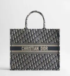 Christian Dior ブックトート ラージ　オブリーク ネイビーのサムネイル