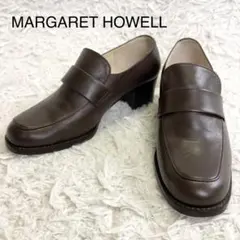 美品 マーガレットハウエル 22.5cm レースアップ パンプス ダークブラウン