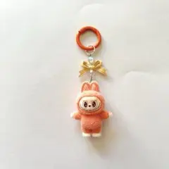 らぶぶ　labubu キーホルダー　キーリング　オレンジ