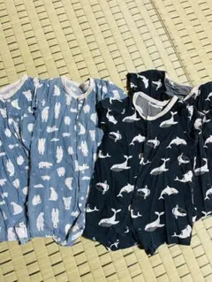 クジラとホッキョクグマのロンパース 80双子お揃いセット売り4点夏用