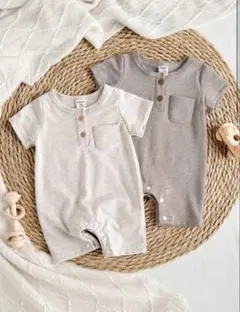 ベビー服 ロンパース ベージュブラウンナチュラル 半袖 春夏 まとめ売り60cm
