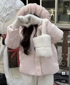nugu ピンク ダウンジャケット ファー付き　韓国