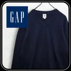 美品！GAP Vネック コットンニット セーター ネイビー紺
