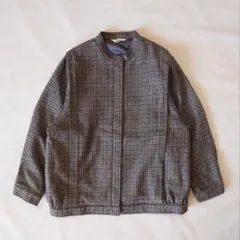 Vintage ウール高配合 チェック柄 ジャケット 茶系 M〜L相当 トラッド