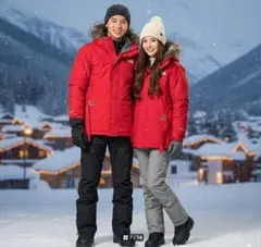 極暖☆THE NORTH FACE ノースフェイス ファーダウンジャケット 赤のサムネイル