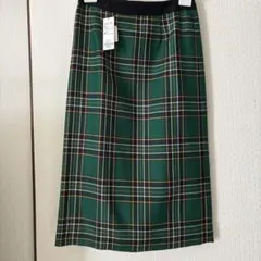 グリーン チェック ロングスカート新品未使用タグ付き