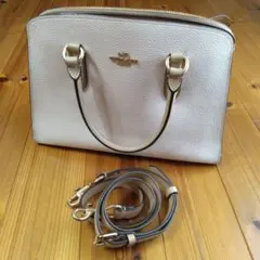 【美品】コーチ　 レザー 2wayバッグ　オフホワイト＆ベージュのツートンカラー