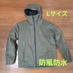 防水防風 杢調 ジャケット カーキ色 フード付き