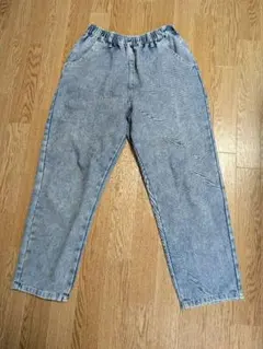 しまむら シェフパンツ ケミカルウォッシュ デニム イージーパンツ