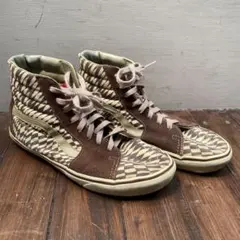 Vans ハイカット　スニーカー　ブラウン チェック柄