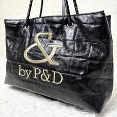 美品　&by Pinky&Dianne トートバッグ クロコ型押し ブラックのサムネイル