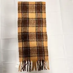 チェック柄ウールマフラー　ブラウンチェック柄