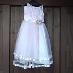 子供用ドレス　4歳用110〜120くらい　薄いピンク色　お花レース　可愛い❗️
