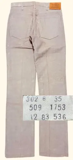 美品80sLEVIS509コーデュロイ42TALONパンツラベンダーW31M位