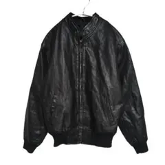 【90s】本革/フルジップ バンドカラーレザーブルゾン size:M
