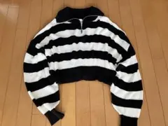 WEGO (ウィゴー) ハーフジップニットプルオーバー ボーダーニット　F