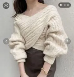 chico 2wayドルマンバッククロスケーブルニット