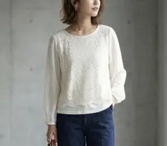 極美品✨️2,5万 アナイ ストレッチクロスペプラムブラウス 36 紺 スリット ANAYI - 極美品✨️2,5万 アナイ ストレッチクロスペプラムブラウス 36