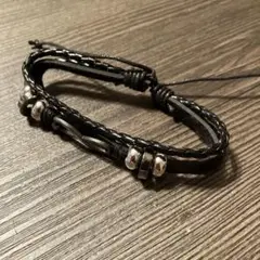 【662】大人気 アメカジ 新品 レザー 編み込みブレスレット