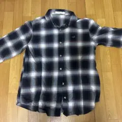 CROCODILE ネイビー系チェック長袖シャツ