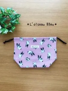 ハンドメイド✳︎お弁当袋✳︎両ヒモ✳︎ワンコ柄ピンク②