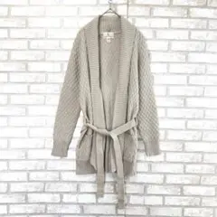 組曲　ロングカーディガン　ガウン　グレー　M モヘヤ　ウール　ダイヤ柄のサムネイル