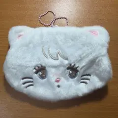 猫の顔ポーチ ホワイト