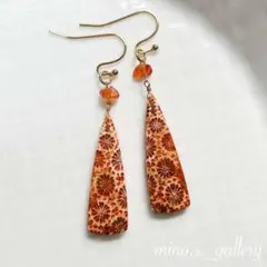 【一点物】フォッシルコーラル レッド✳︎天然石ピアス&イヤリング