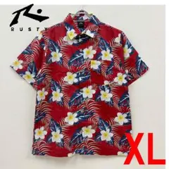新品 XL ★ RUSTY ラスティ メンズ アロハシャツ レッド コストコのサムネイル