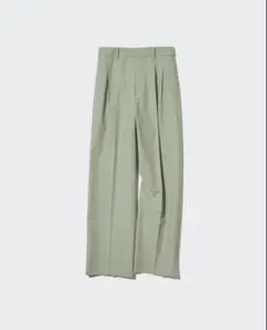 ユニクロ タックワイドパンツ グリーン M